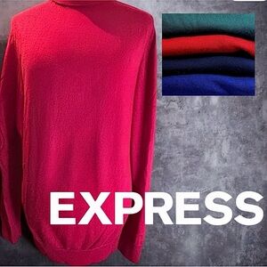EXPRESS Merino Wool Turtleneck Sweater Sz XL (Red, Blue, Green, Navy)